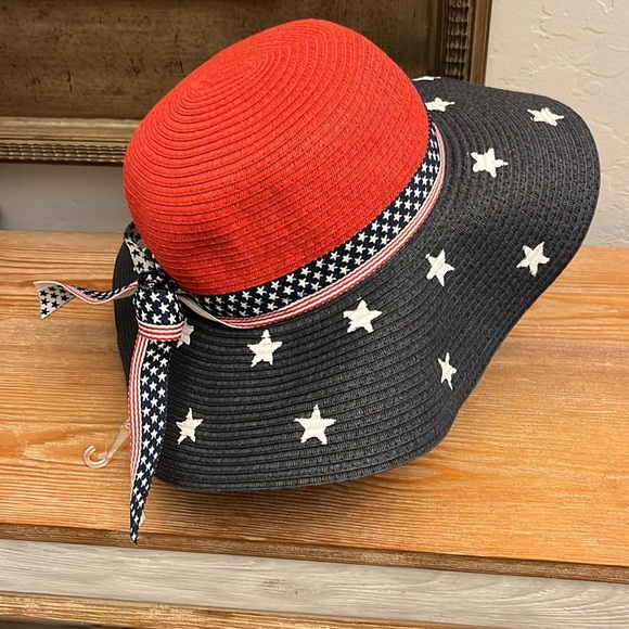 COLLECTION EIGHTEEN Red White & Blue Floppy Sun Hat - OS - Picture 3 of 8